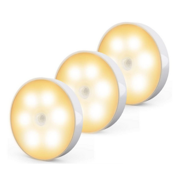 Set of 3 LED Rechargeable Motion Sensor Lights - White