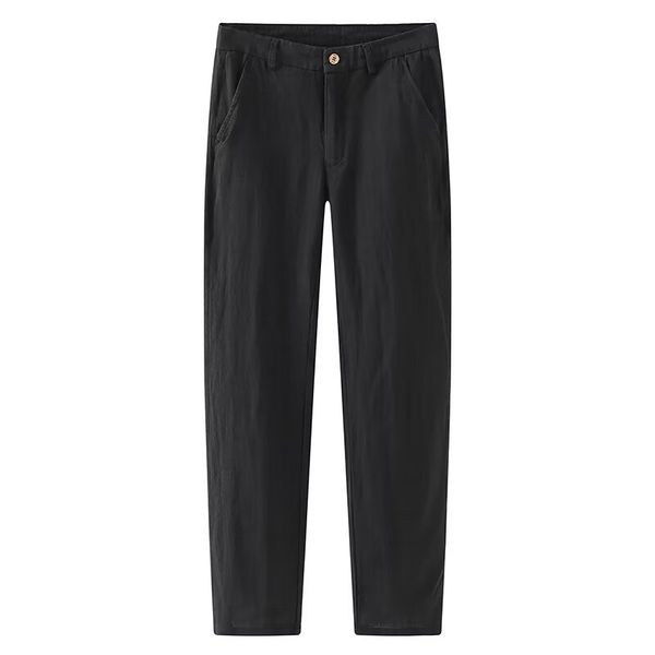 Casual Pants For Men 100% Linen Men's Trousers Chino Pants - Black