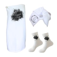 Bridesmaid Gift-Wrap, Hair Towel, &amp; Non-Slip Socks- Feather Bride Tribe