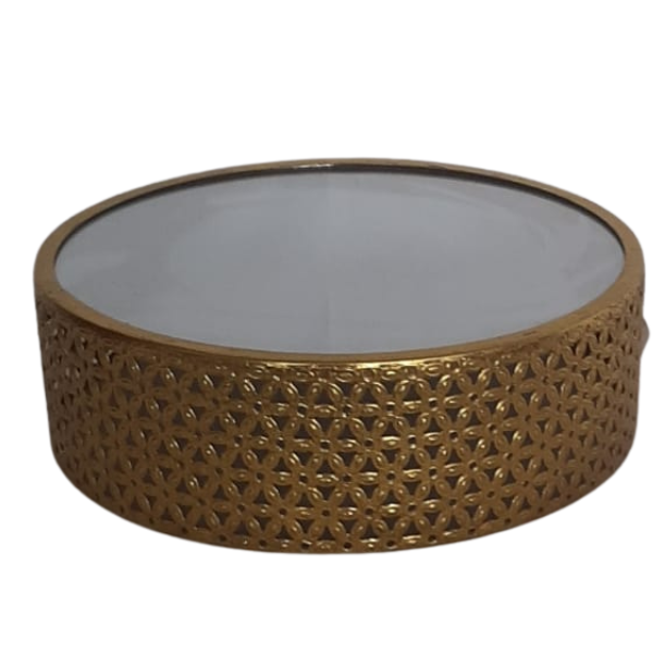 Round Mirror Serving Tray - Metallic Gold