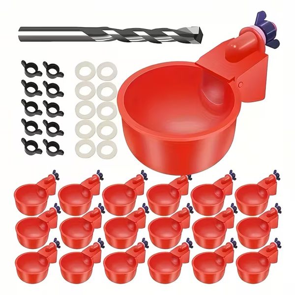 18-Piece Automatic Chicken Waterer Cups Set