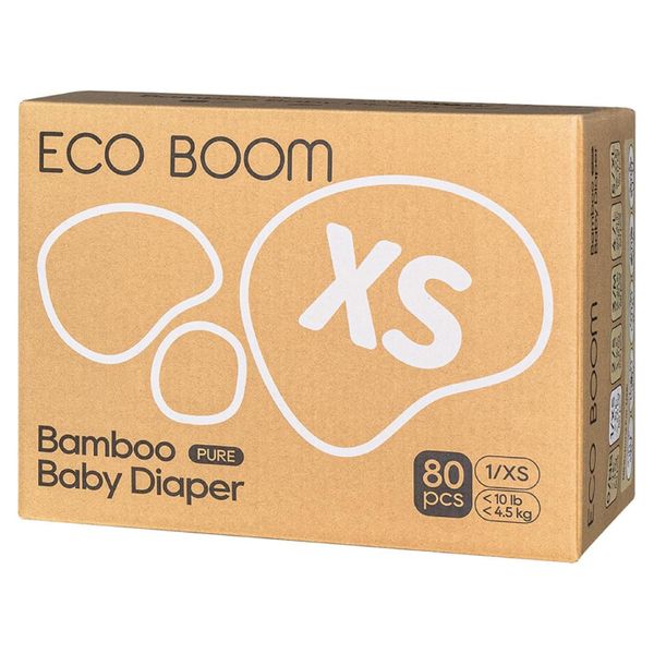Eco Boom - Premium Pure Bamboo Baby Nappies Extra Small (3-6 Kg) - 80 Pcs