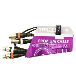 Tecnix Dual XLR-Male to Dual XLR-Female Audio Cable - 1.5m