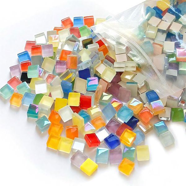 1kg Mixed Mosaic Jade Square Crystal Glass Tiles for DIY Craft