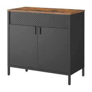 Industrial Buffet Sideboard Cabinet - Metal Storage with Adjustable Shelves