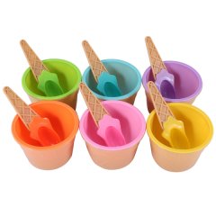 Ice Cream Bowl Set Different Color Ice Cream Spoon Children Bowl- 6 Piece