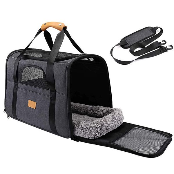 Pet Carrier Handbag Cat Dog Carrier Bag with Cushion &amp; Shoulder Strap