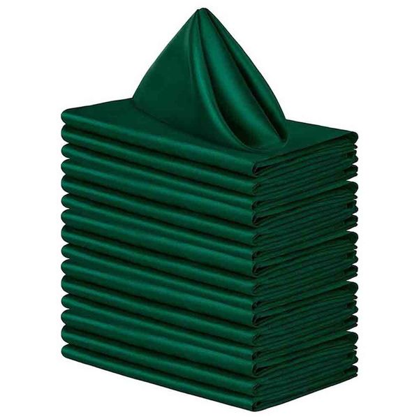 10 Pieces Square Satin Napkin Bright Silk Table Napkin Soft Smooth