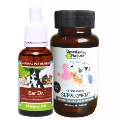 Ear Dr Pet Ear Drops (30ml) + Itch Caps (60 Veg Caps) Combo For Dogs &amp; Cats