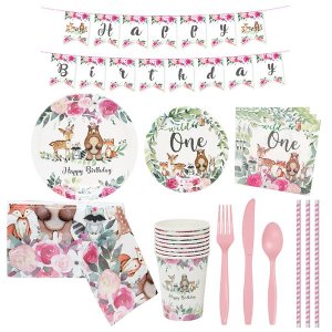 iKids 16 Guests Birthday Party Tableware-Woodland