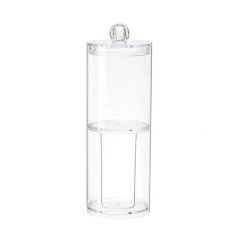 Two-Layer Plastic Portable Round Container Cotton Bud Storage Box Case