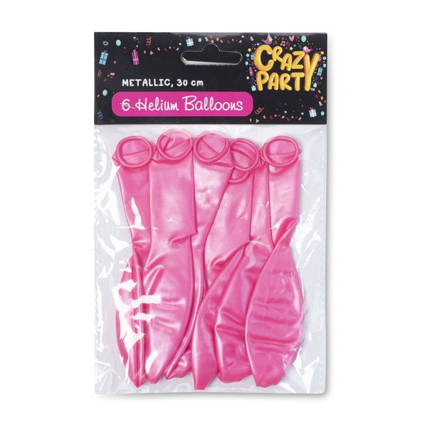 Helium Balloons - Latex - Metallic Pink - 6 Pieces