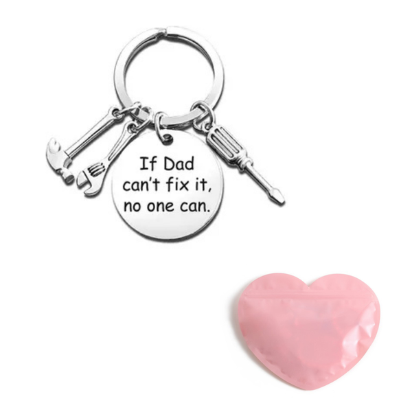 Father's Day Gift Hammer Screwdriver Keychain Packed In Heart ShapedPlastic