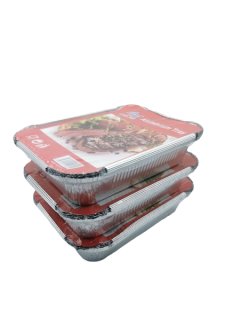 FOIL ALUMINIUM TRAYS WITH MATCHING LIDS 26x19x5.5CM (15PCS)
