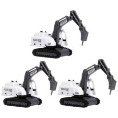 3 Pack - Excavator Hammer Head Toy Trucks - White