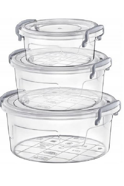 Food Storage Container with Lid Round Set of 3
