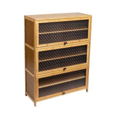 SHR-002-6-80, Bamboo-Wood 6 Tier 3 Door Shoes Rack