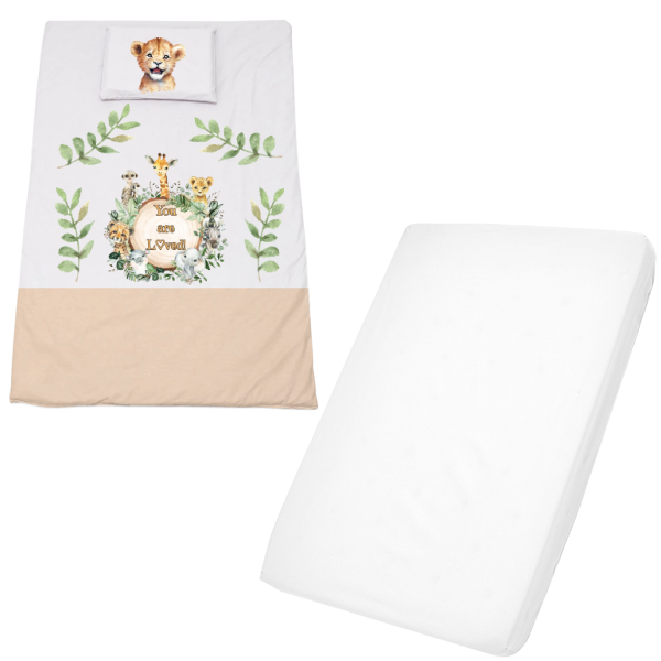 Cot Duvet Cover &amp; Waterproof Fitted Sheet 1170x560mm - You are loved