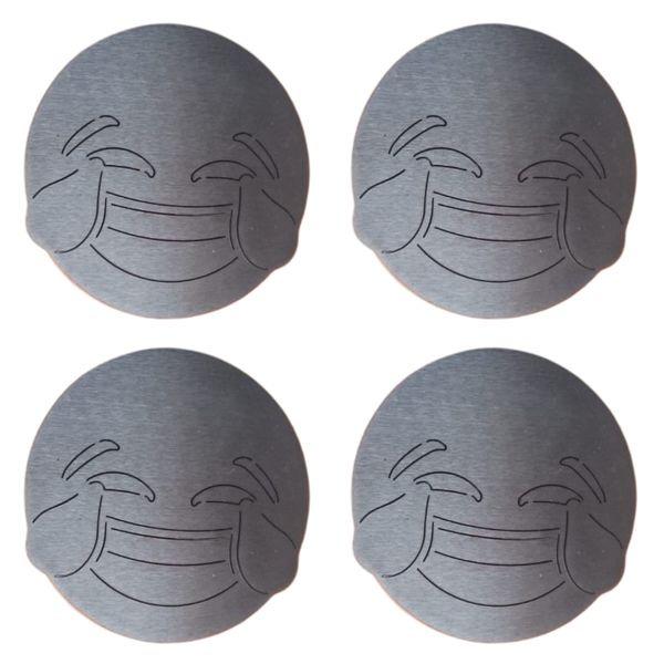 Emoji Stainless Steel Coasters Set of 4 - Funny Face Drink Mats | NSSC