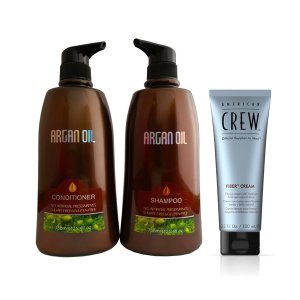 Moroccan Argan Oil Shampoo &amp; Conditioner 750ml + Fiber Cream 100ml