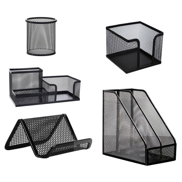 5 PCs Mesh Desk Organizer Set Office Supplies Set for Office School Home