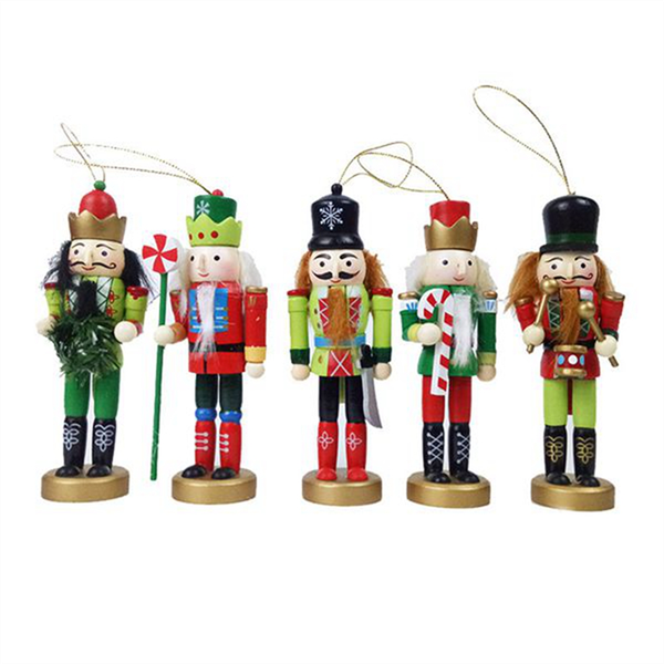 5Pcs 12cm Nutcracker Christmas Soldier Ornament Puppet Christmas Figure Orn