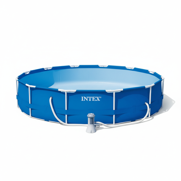 Intex Metal Frame Pool with Pump - 366 cm Diameter, 76 cm Height