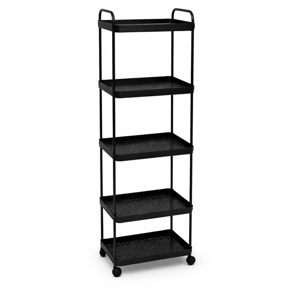 5-Shelf Trolley Rack - Rolling, Locking Wheels