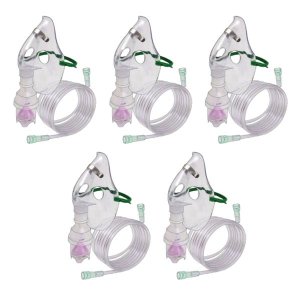 Nebulizer Mask With Chamber, Tubing &amp; Elasticated Straps - Adult - 5 Pack