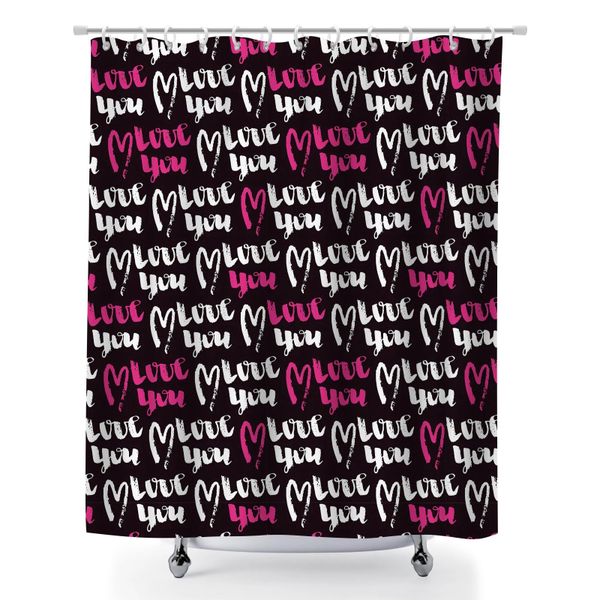 Shower Curtain with Grommets, 180x180cm Modern Love Heart Bathroom Decor