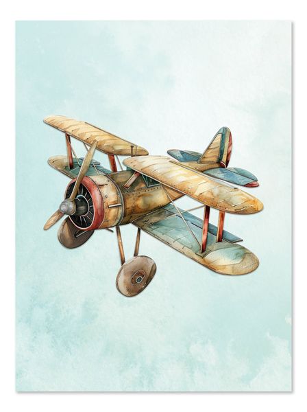 Kids Wall Art: Vintage Wooden Airplane