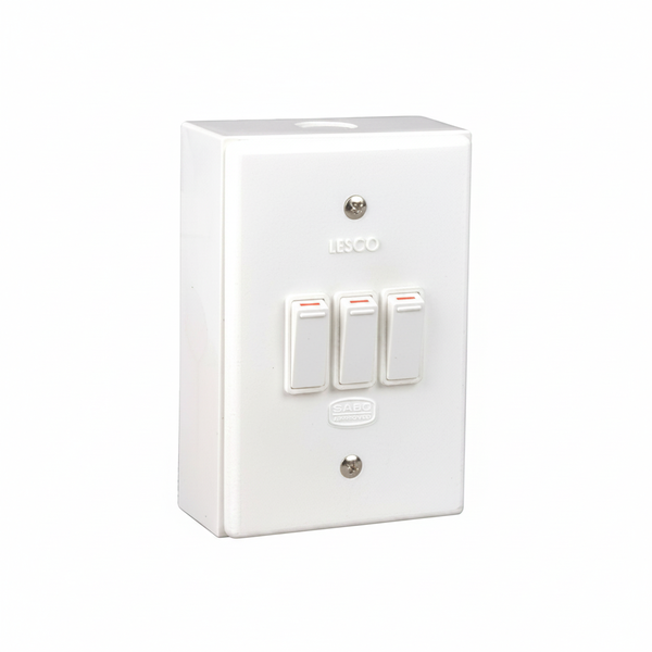 Lesco 3 Lever Surface-Mounted 3x1 Way Switch with Extension Box