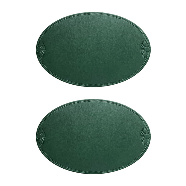 Retro Pu Placemat European French Style Oval Insulation Mat Ins Waterproof