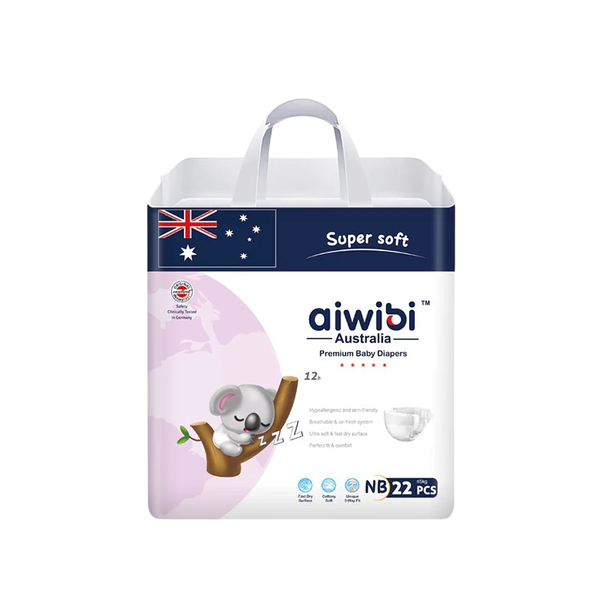 aiwibi Premium Natural Disposable Newborn Baby Diaper Size 1 NB 22 pack