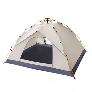 Large Double-Layer Tent - Beige , 3-4 Person , Easy Installation