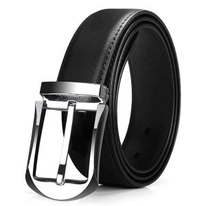 Men's Business Leather Belt with Automatic Buckle, Easy to Use