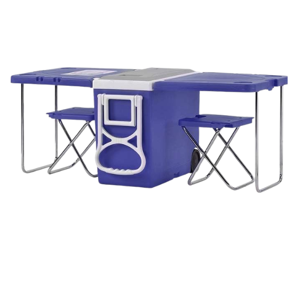 Rolling Outdoor Picnic Portable Heat Insulation Box with Table and Chair