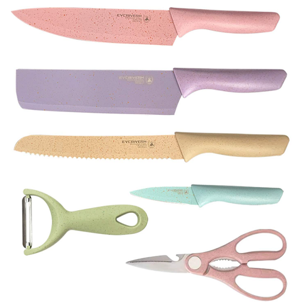 Chefs Colorful Kitchen Knives - 6 Pieces