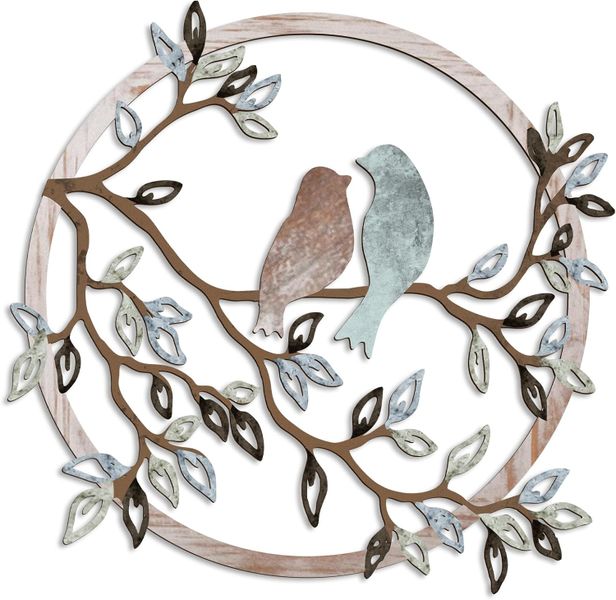Birds on a branch Wall Decoration Round -22cm