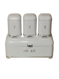 Retro Bread Bin and Canister Set - 4 Piece