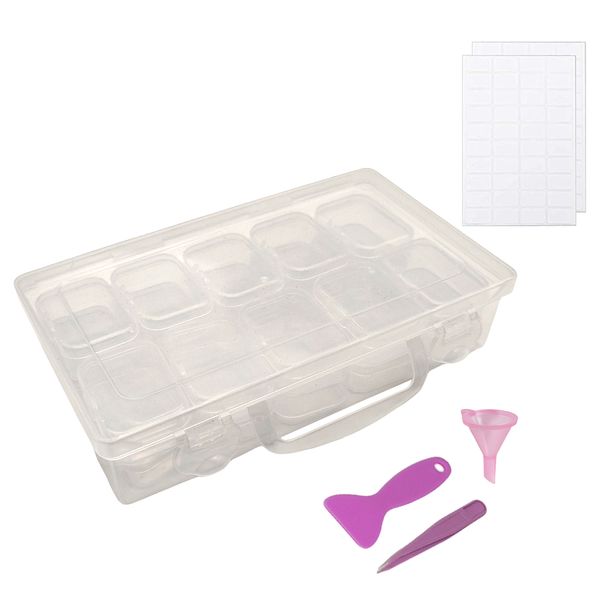 Diamond Painting Storage Box with 20 Slots Flat Rectangular Containers
