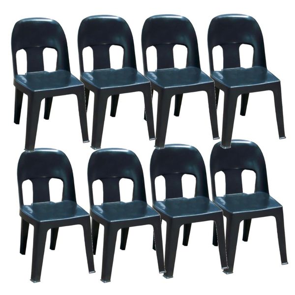 Contour Outdoor Black Durable Plastic Party Chair Set of 8