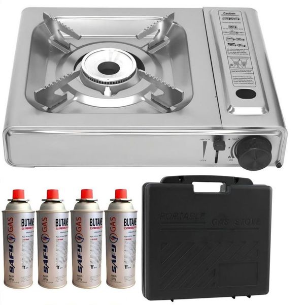 SAFY BDZ-259 Portable Gas Stove with 4 Butane Gas Canisters Outdoor Cooking