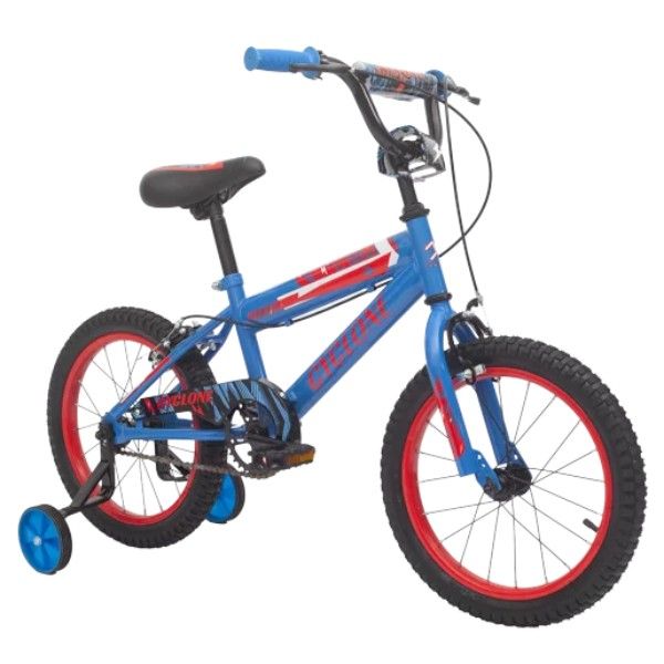 Cyclone Kids BMX Light Blue &amp; Red Bicycle 16 Inch with Training Wheels