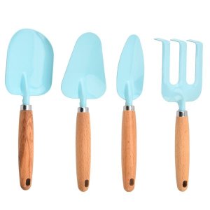 Blue Children's Planting Garden Tools Shovel Soil Rake Outdoor Toys - 4 Pieces