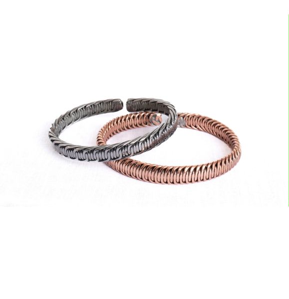 2 x Cuff Bracelet - Stainless Steel and Copper