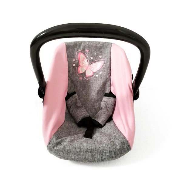 Bayer Dolls Toy Car Seat (Pink/Grey) Butterfly