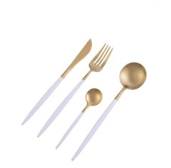 Nicolson Russell Dubai Titanium Plated 16 Piece Cutlery Set - Gold &amp; White