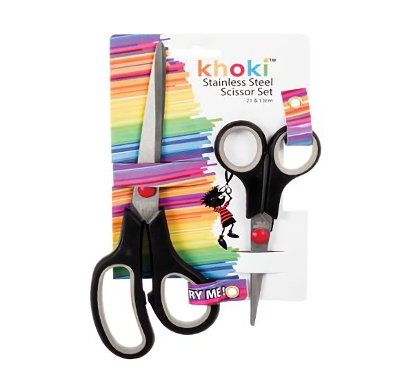 Bulk Pack x5 Stainless Steel Plastic Handle Scissor Set 2 - 21cm &amp; 14cm