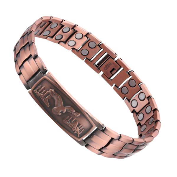 Pure Copper Magnetic Bracelet For Men, Double Row Magnets, Adjustable